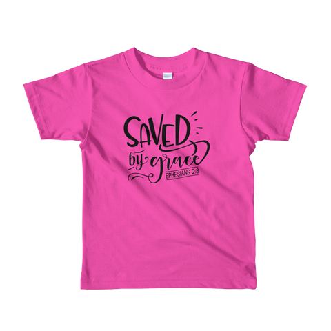 "Saved by grace" Short sleeve kids t-shirt #156