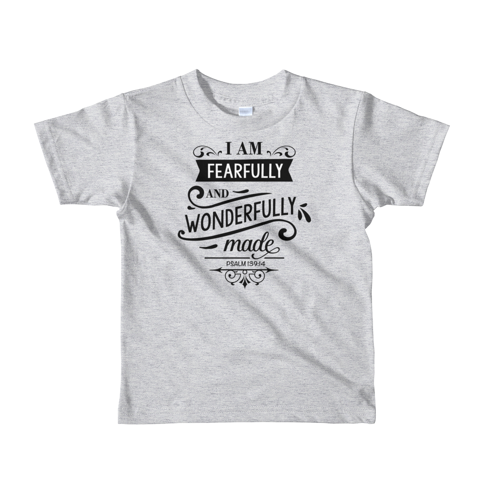 "Wonderfully made" Short sleeve kids t-shirt #152